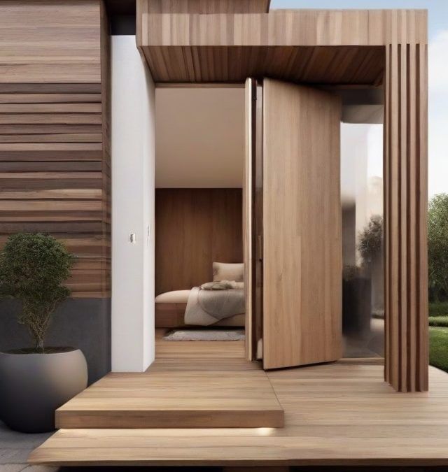 Porte battante moderne en bois pour les maisons annexes